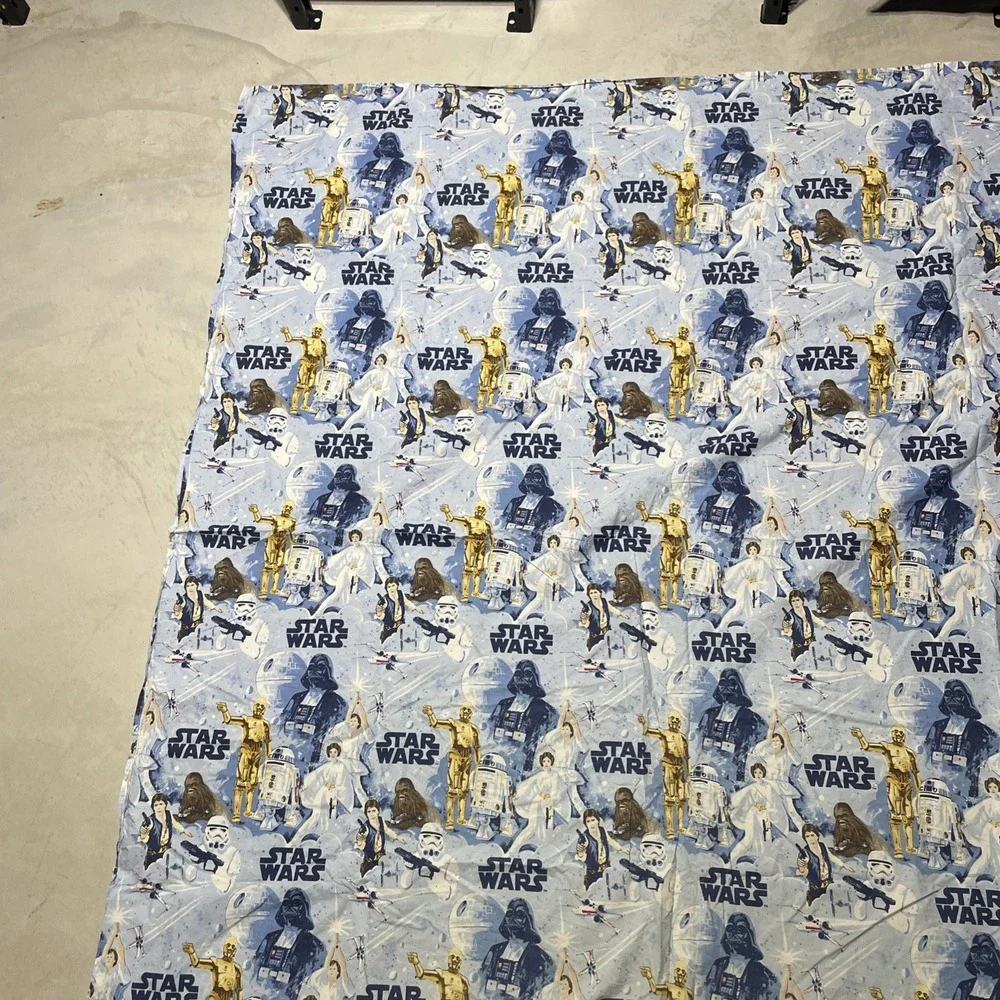 Y2K POTTERY BARN KIDS Star Wars Full Size New Hope Space Print Flat Sheet